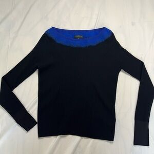 Rag & Bone Size XS Merino Wool Sweater Boat Neck Black Blue